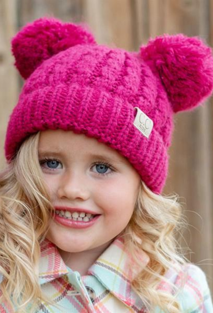 Columbia Fawn Hike Pom-Pom Beanie - Berretto Invernale Con Pon Pon Per Bambini E Ragazzi, Taglia Unica, Malbec/Rosa