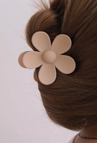 Large Tan Flower Claw Hair Clip