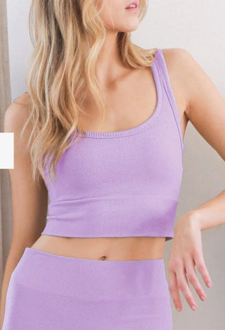 Chevron Square Neck Crop Top in Orchid