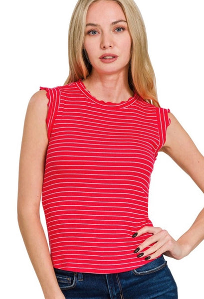 Red Striped sleeveless top