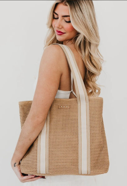 Ruby Rafia Tote Bag in Tan