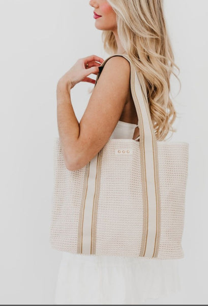 Ruby Rafia Tote Bag in Cream