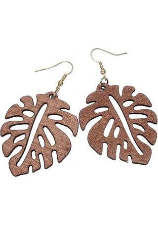Tan leaf earrings