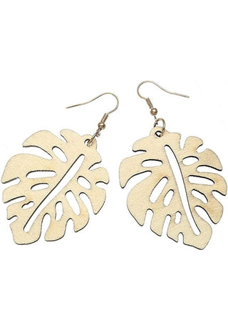 Cream leaf earrings