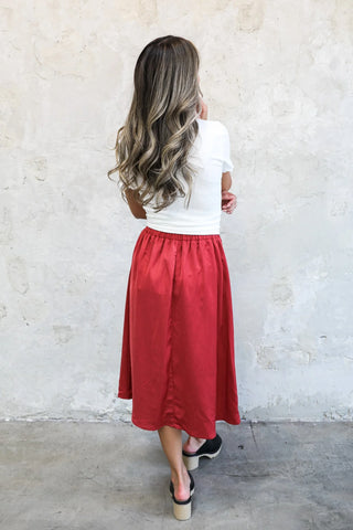 Red pull on skirt