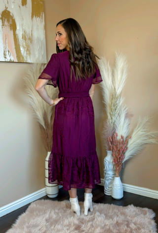 Wedding guest dress in Mulberry