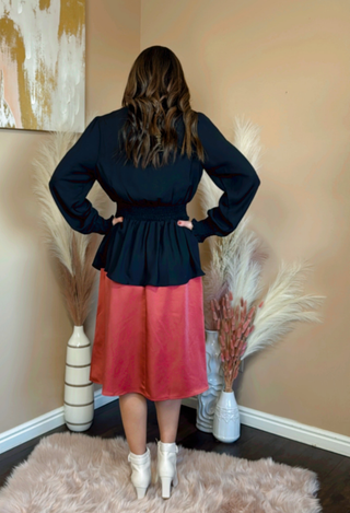 back of red skirt