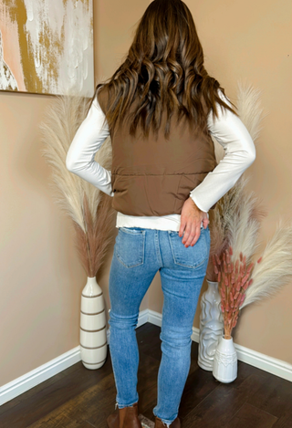 Brown puffer vest