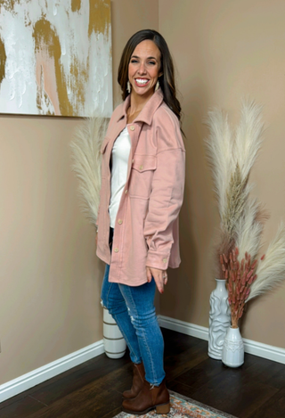Cozy pink Shacket