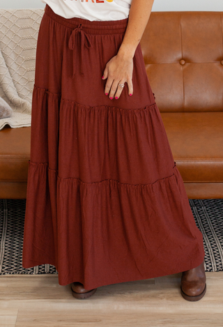 Bohemian tiered maxi skirt