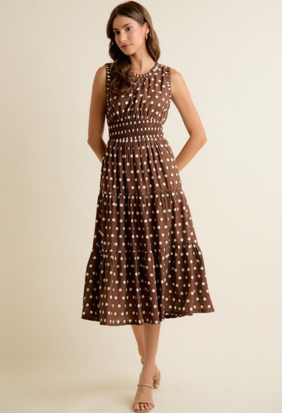 Pretty woman brown dot dress