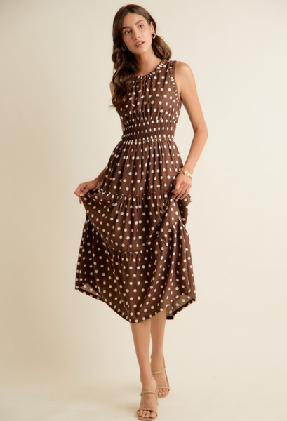 Brown polka dot dress
