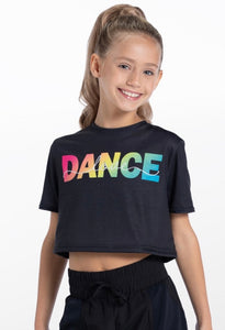 Dance Graphic Cropped Tee in Black