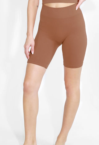 Women's chevron bike shorts in mahogany