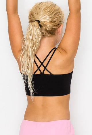 girl black strappy dance bra