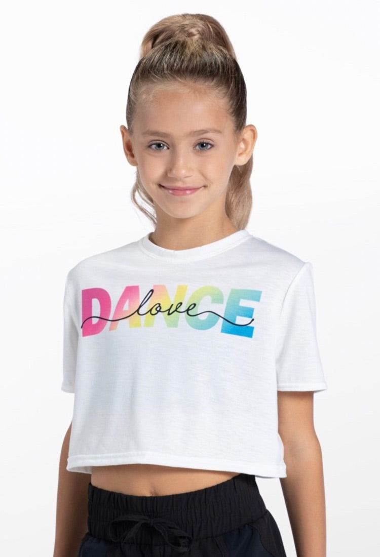 Dance Graphic Cropped Tee in White