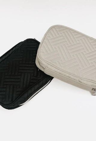 Black or Cream quilted jewelry travel box