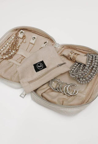 Cream jewelry travel case