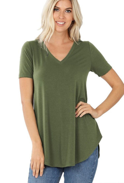 V-Neck Flowy Relaxed Fit Tee 3 colors