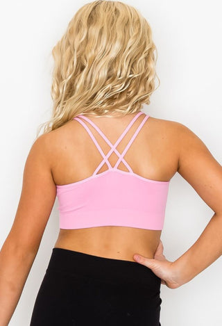 girls pink strappy dance bra