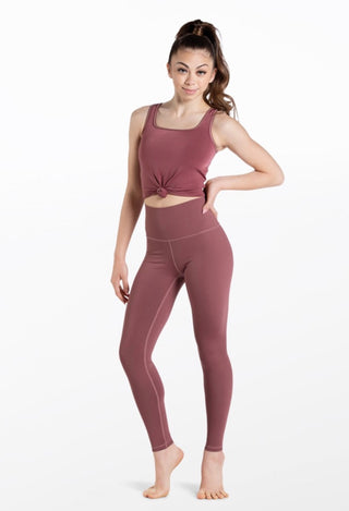 knot detail crop top and leggings in rosewood