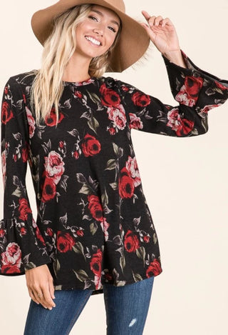 Jessi Floral Top in black