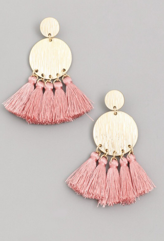 tassel coin earrings in blush