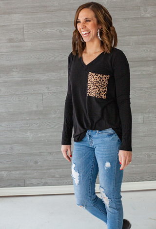 black long sleeve leopard top with jeams