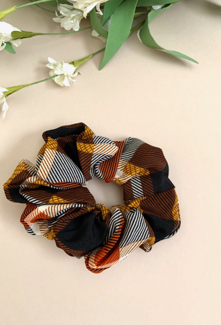 burgundy plaid hair scrunchie