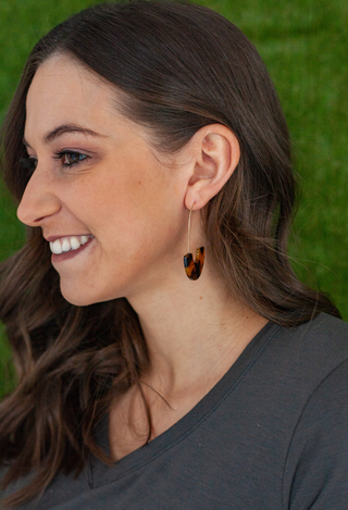 Tortoise fish hook earrings