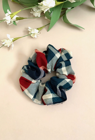 navy plaid hair scrunchie