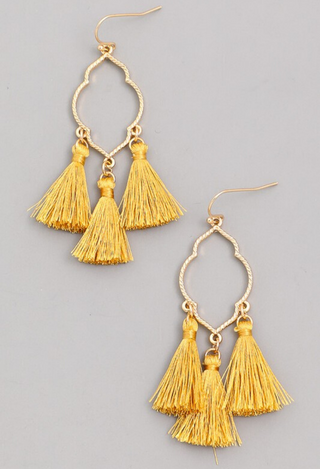3 Tassel Earrings in yellow