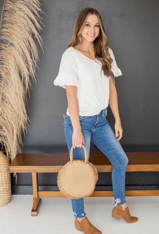 Girls Day out Top in white with jeans