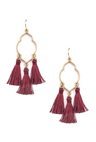3 tassesl earrings in burgundy