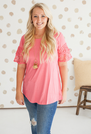 Venice Lace Top Ash Rose