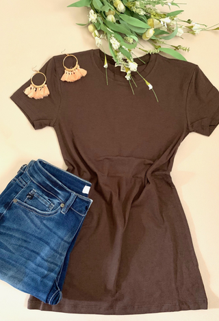 brown tee flatlay