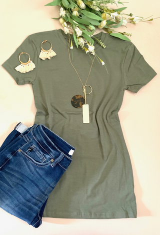 olive tee flatlay