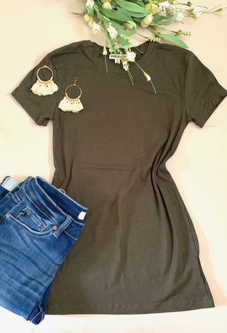dark olive tee flatlay