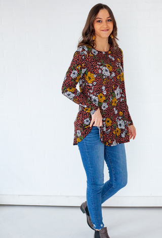 Jada Floral top in wine