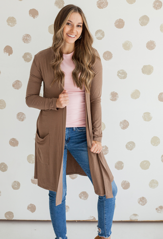 caraway duster in mocha wth jeans