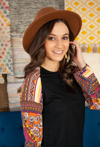 Black Boho Raglan Top