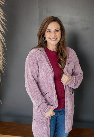 meet me in the park mauve cardigan