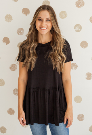 Kacie Ruffle Bottom Top black