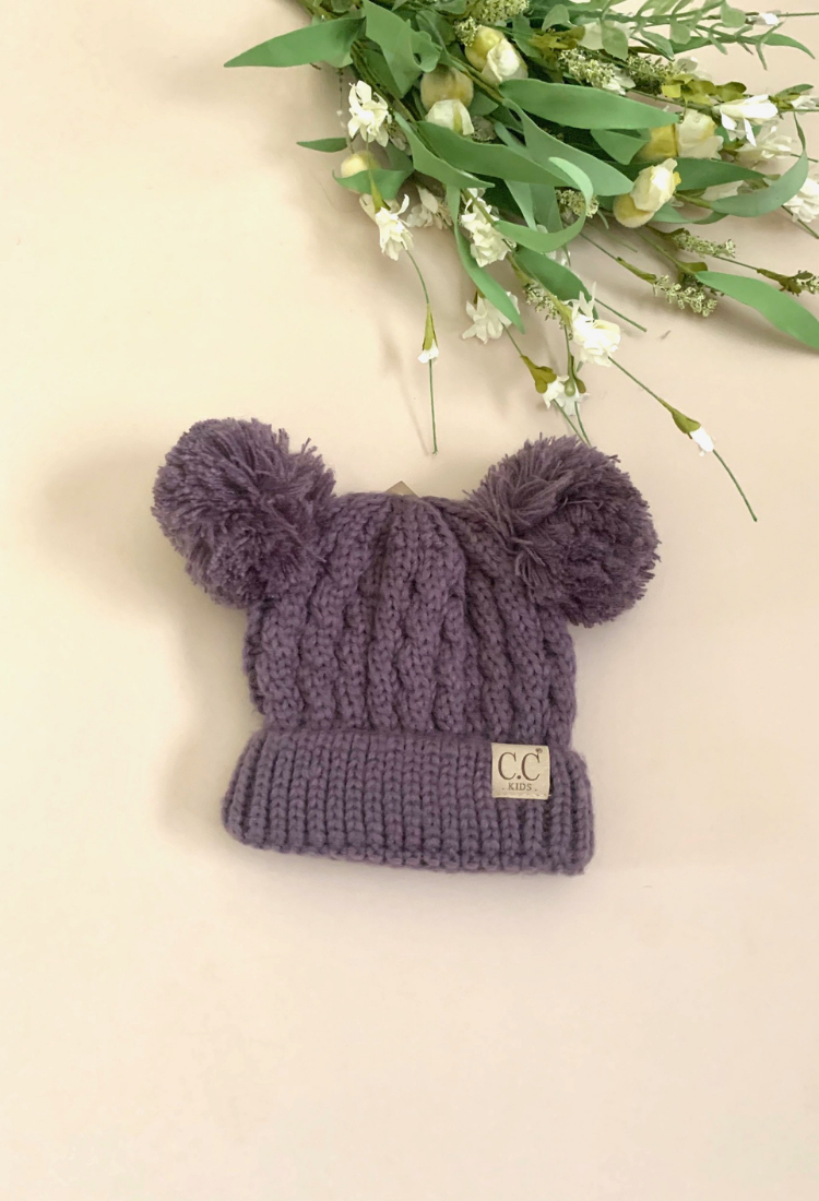 HaT Star Toddler Girls Sherpa Lining Pom Beanie | Thick Knit Winter Hat Ages 1-4