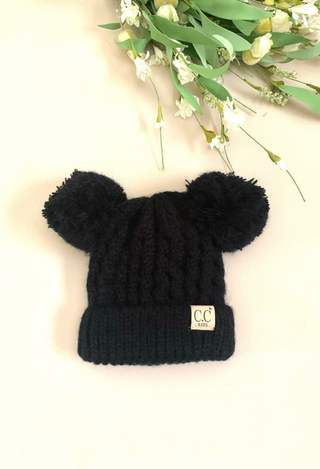 black kids pom hat