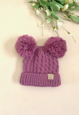 violet pom beanie