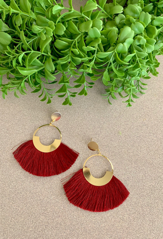 Burgundy Tassel earrings