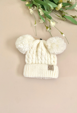 ivory double pom hat