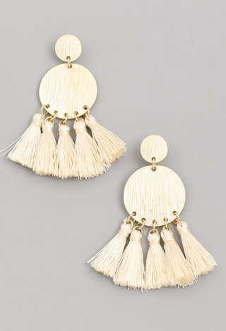 Tassel coin earrings in cream