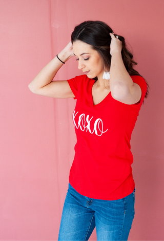 XOXO graphic tee in red/white